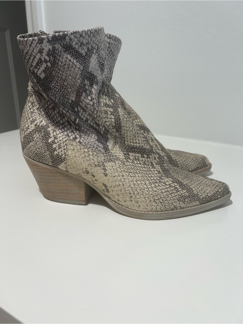 Dolce Vita Neutral Snake-Print Ankle Booties